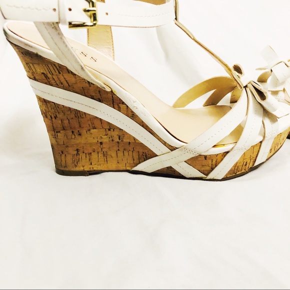 Guess White and Cream Wedge Heels with Bow Size 10 - Picture 6 of 7